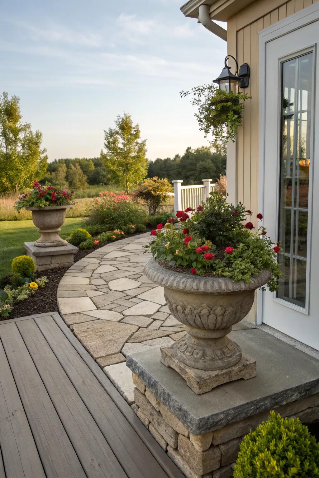 Enhance your deck with rustic stone elements.