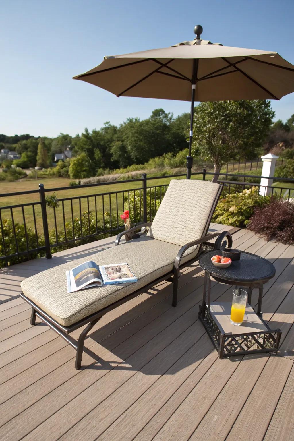 Relax in style with a chaise lounge area.