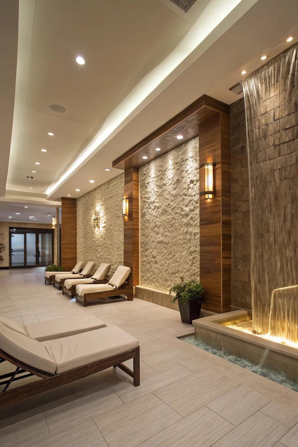 A feature wall that serves as a focal point in the lobby.