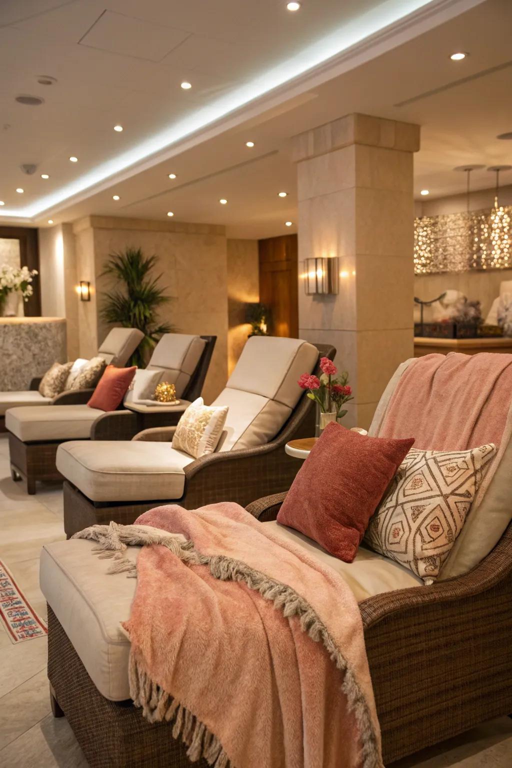 Cozy throws and pillows that invite guests to relax.