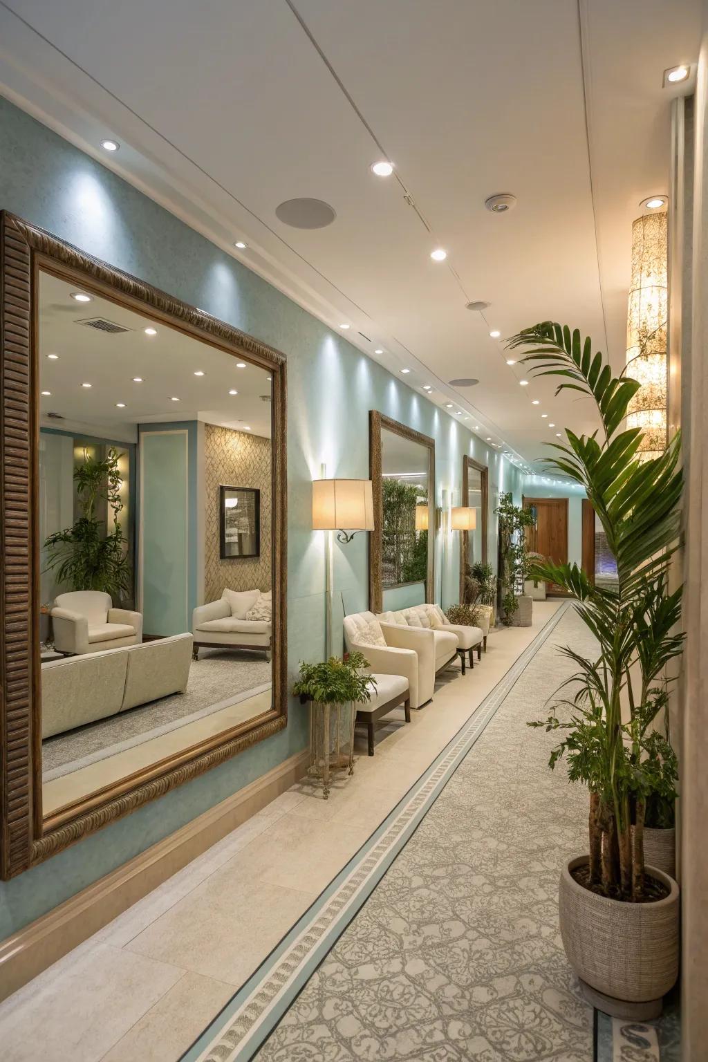 Mirrors that enhance the sense of space and openness.