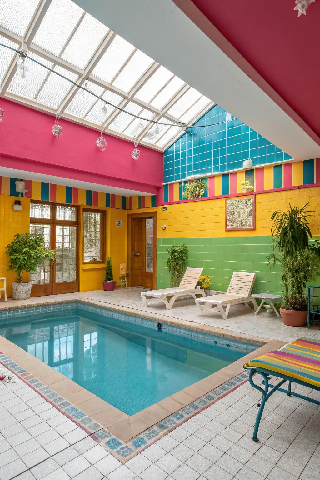 Bold colors infuse your pool house with personality.
