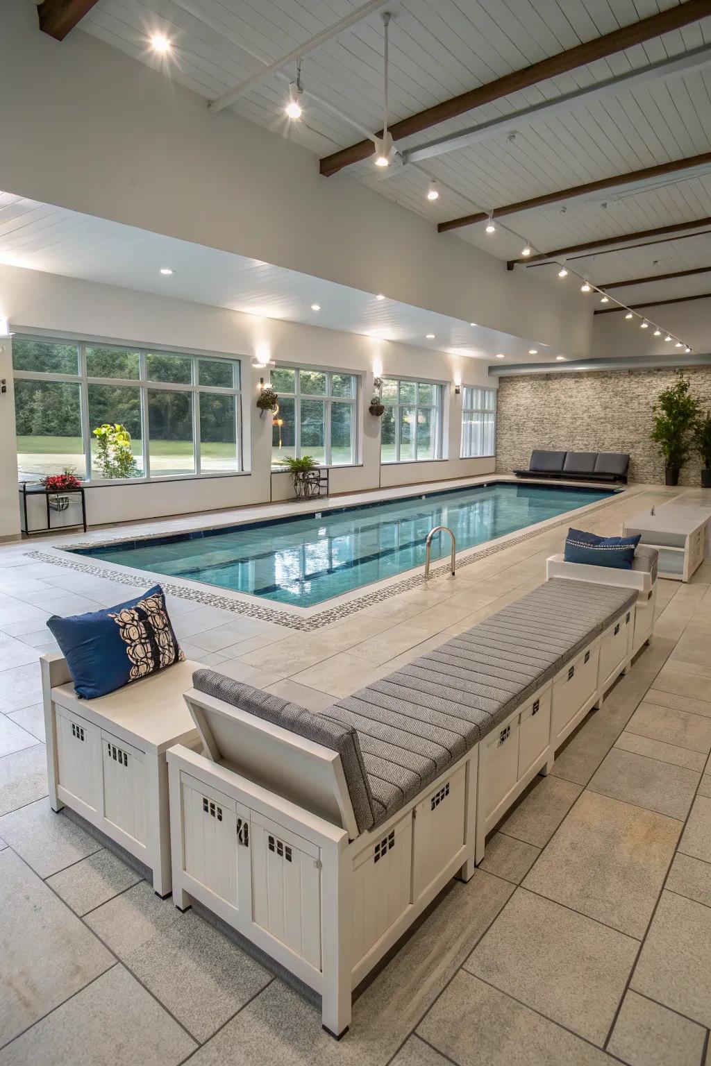 Multi-use furniture maximizes space and functionality.