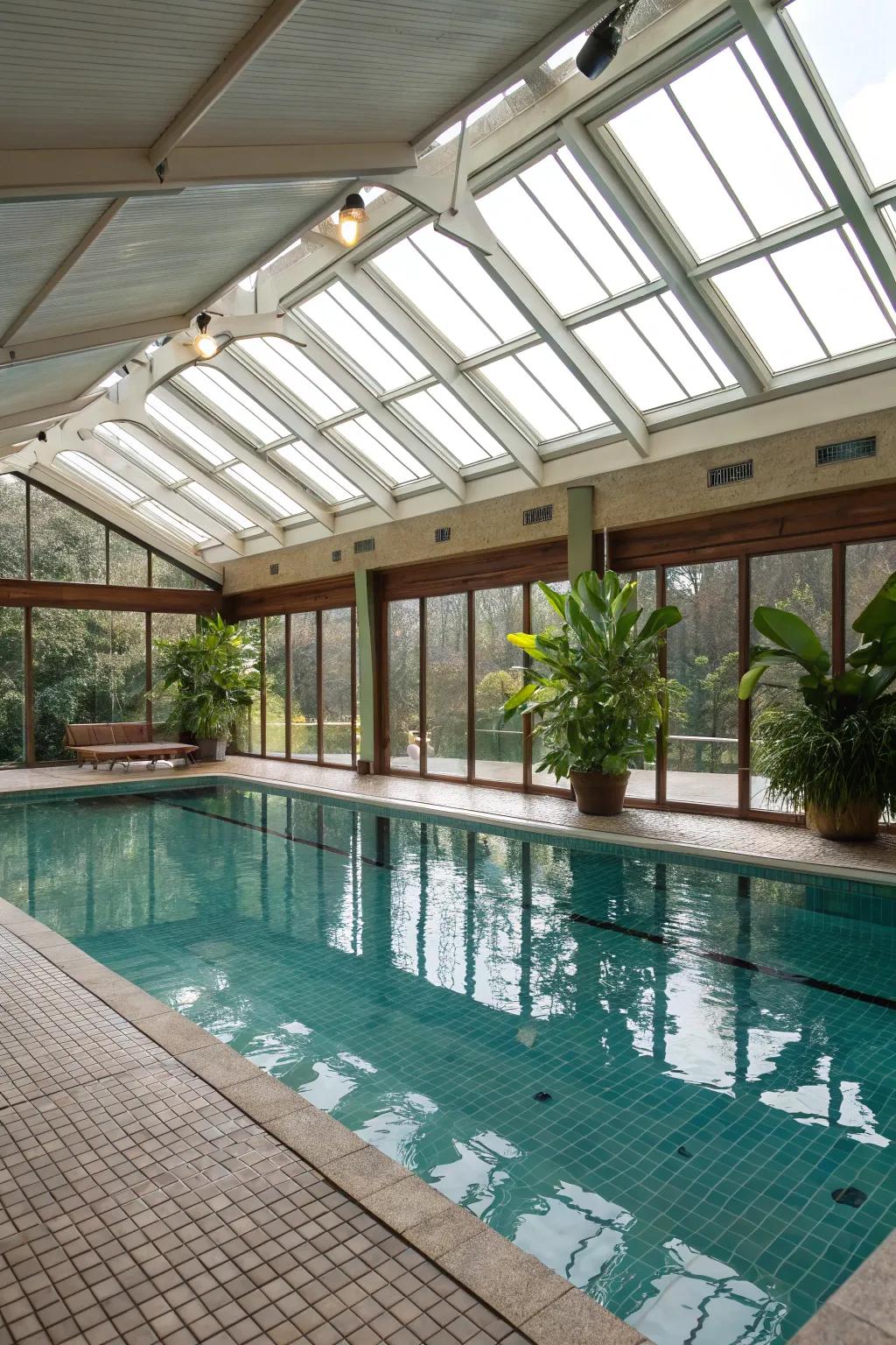 Let the sun shine into your indoor pool area with ample natural lighting.