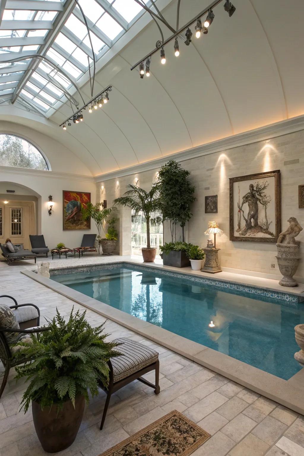 Artistic elements add personal flair to your pool house.