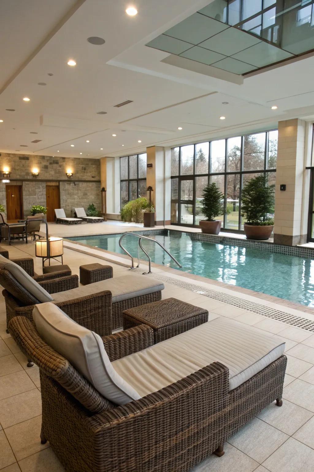 Seamlessly blend lounging and swimming areas for versatility.