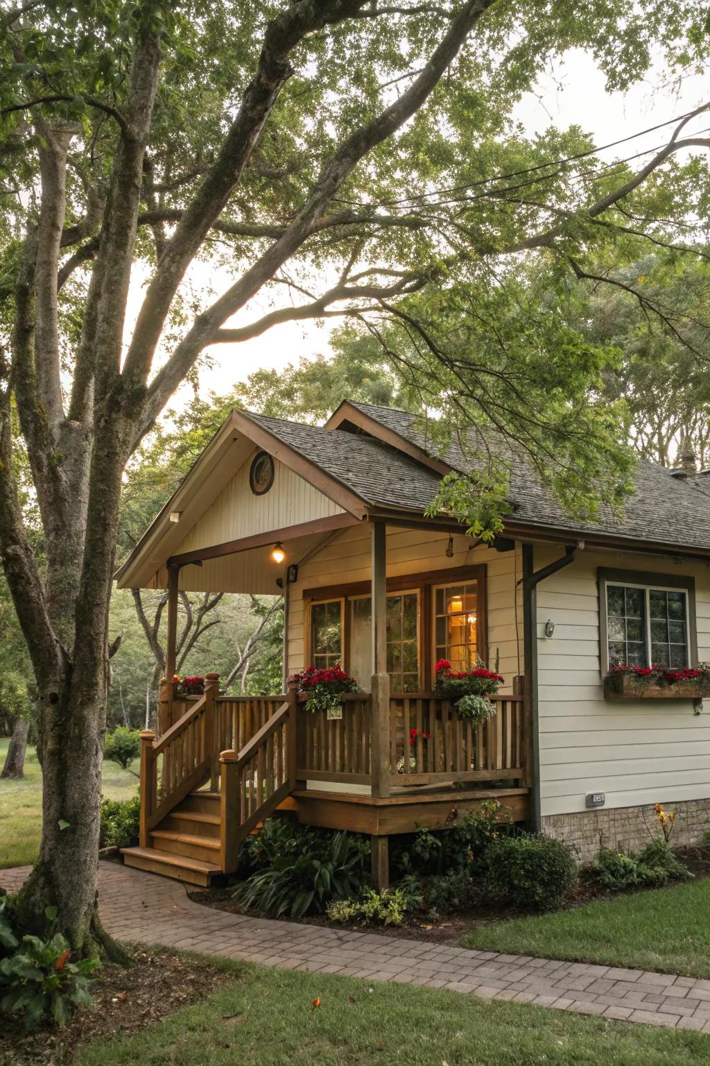 Strategically placed trees offer shade and enhance the natural feel.