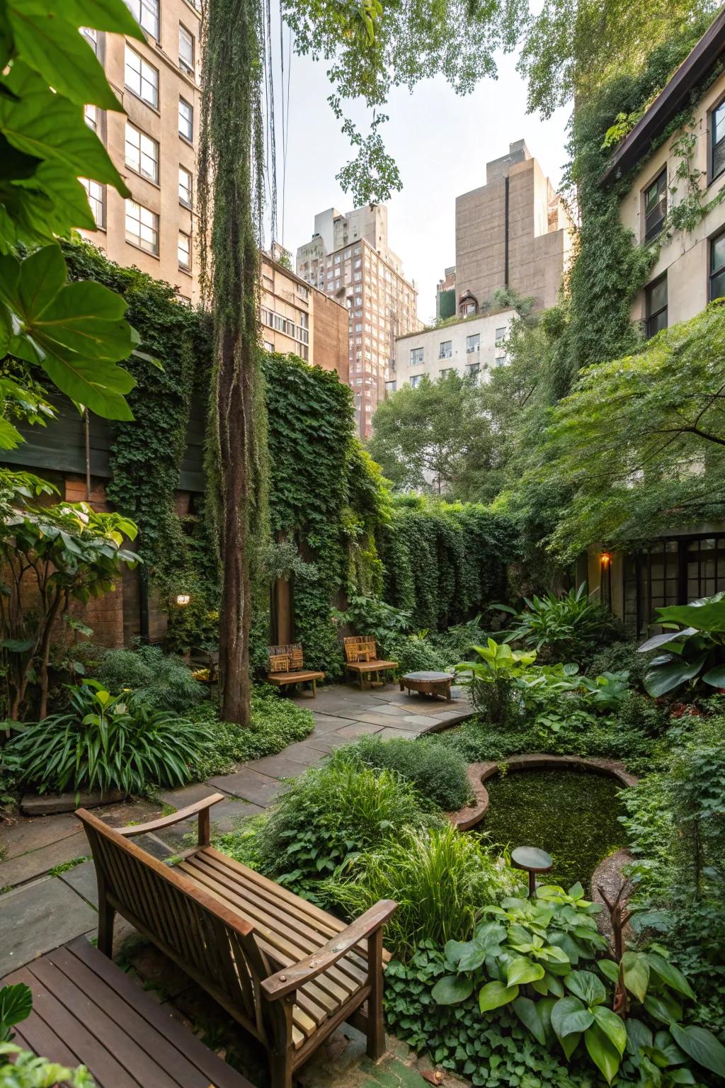 Create your own hidden jungle in an urban setting.