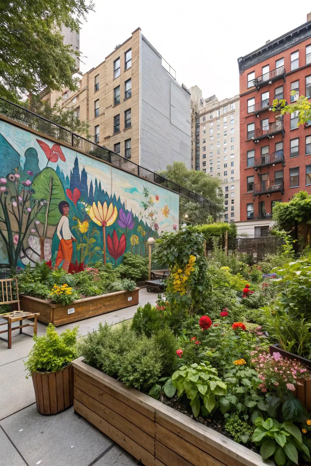 Wall murals add personality and color to your backyard.