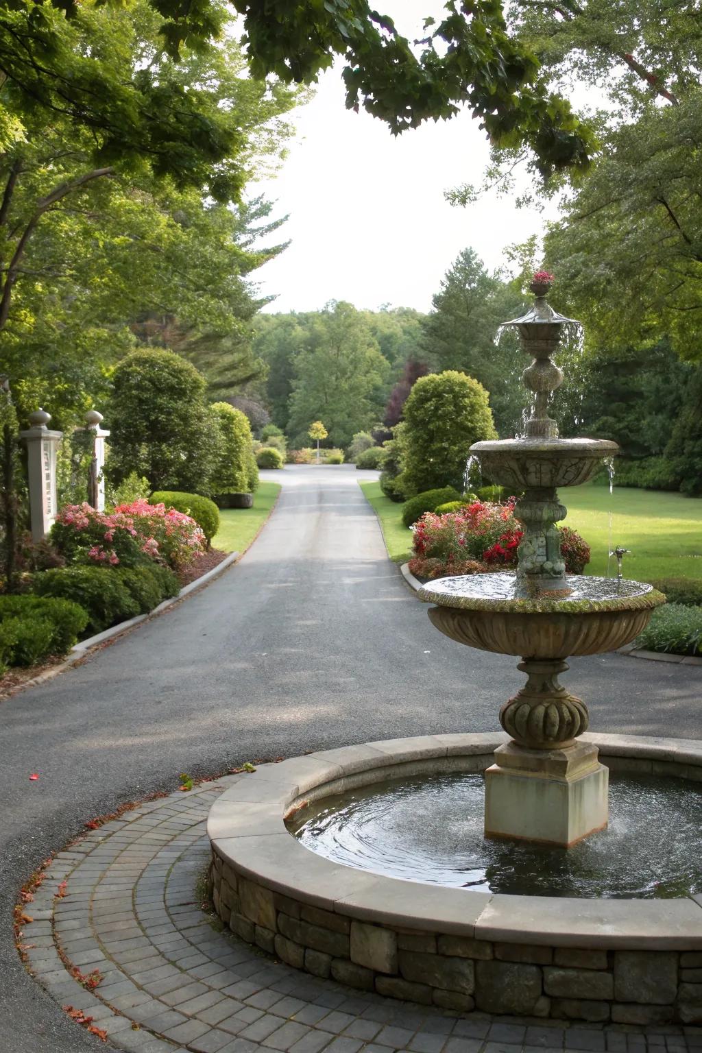 A water feature offers tranquility and elegance.