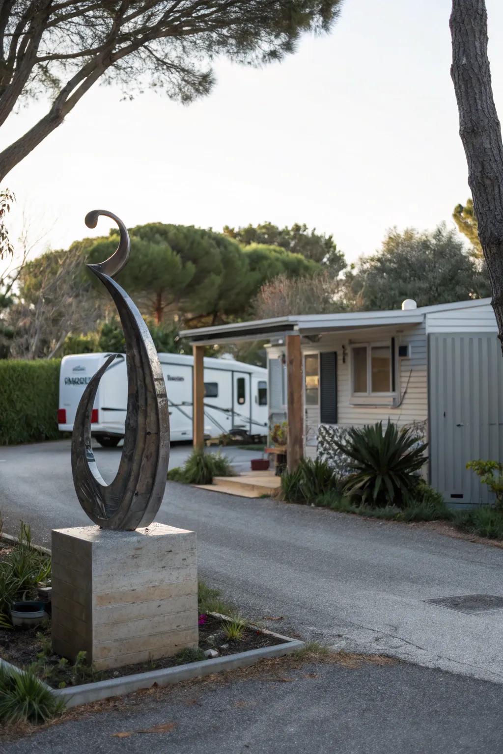 Artistic sculptures turn your driveway into a gallery entrance.