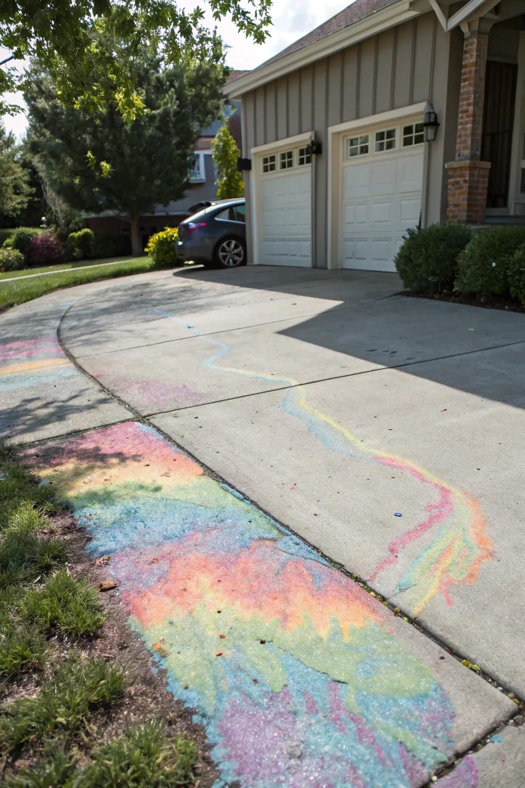 Vibrant concrete stains bring color to your entrance.