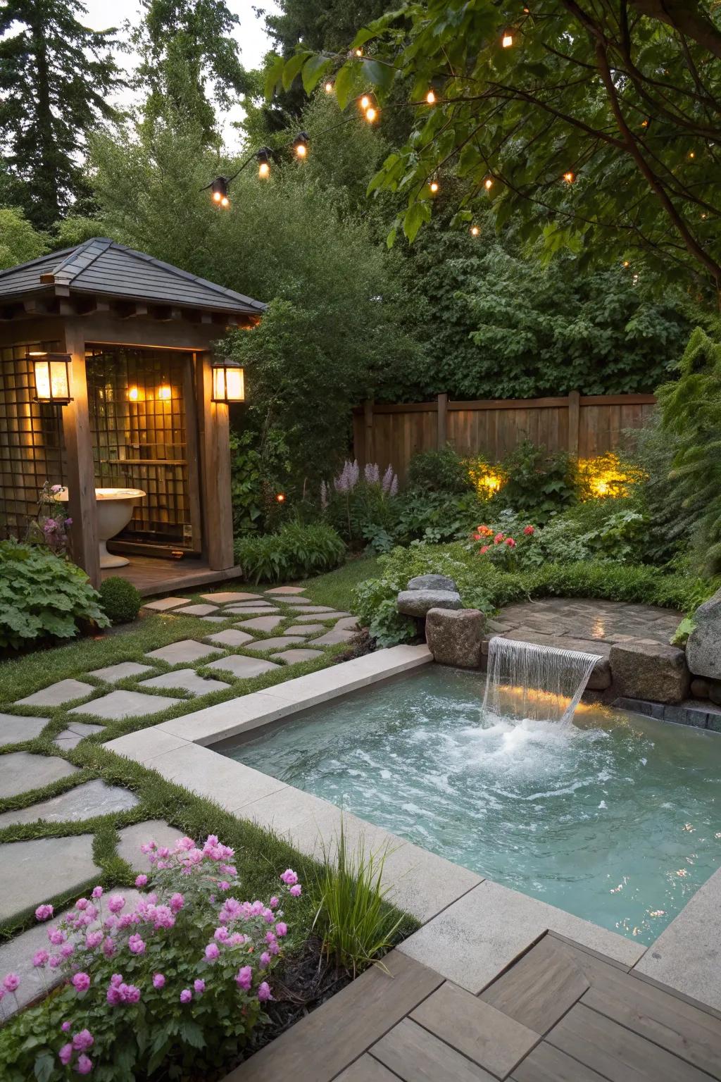 Water features add a serene touch to your spa space.