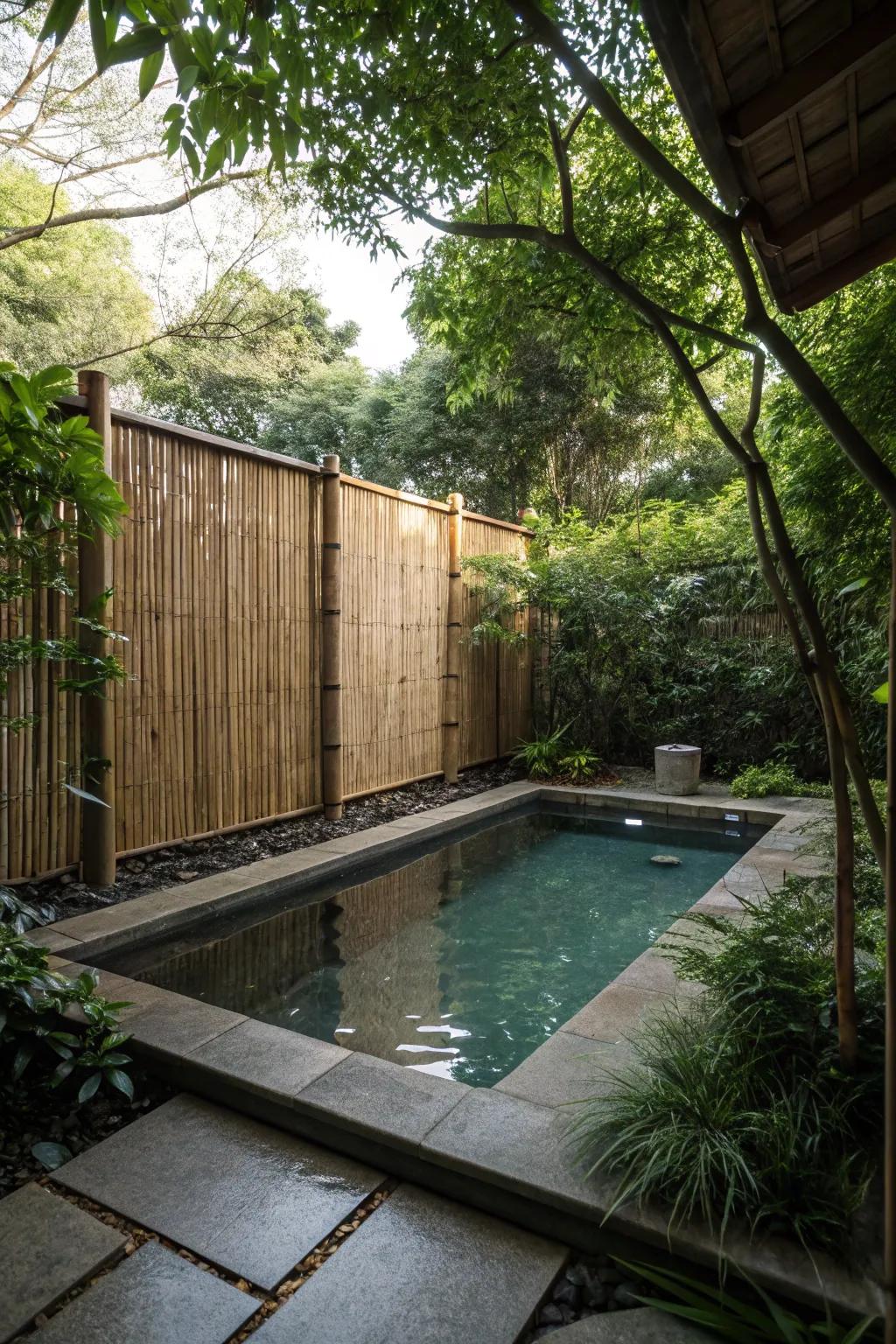 Bamboo screens offer privacy and an exotic feel.