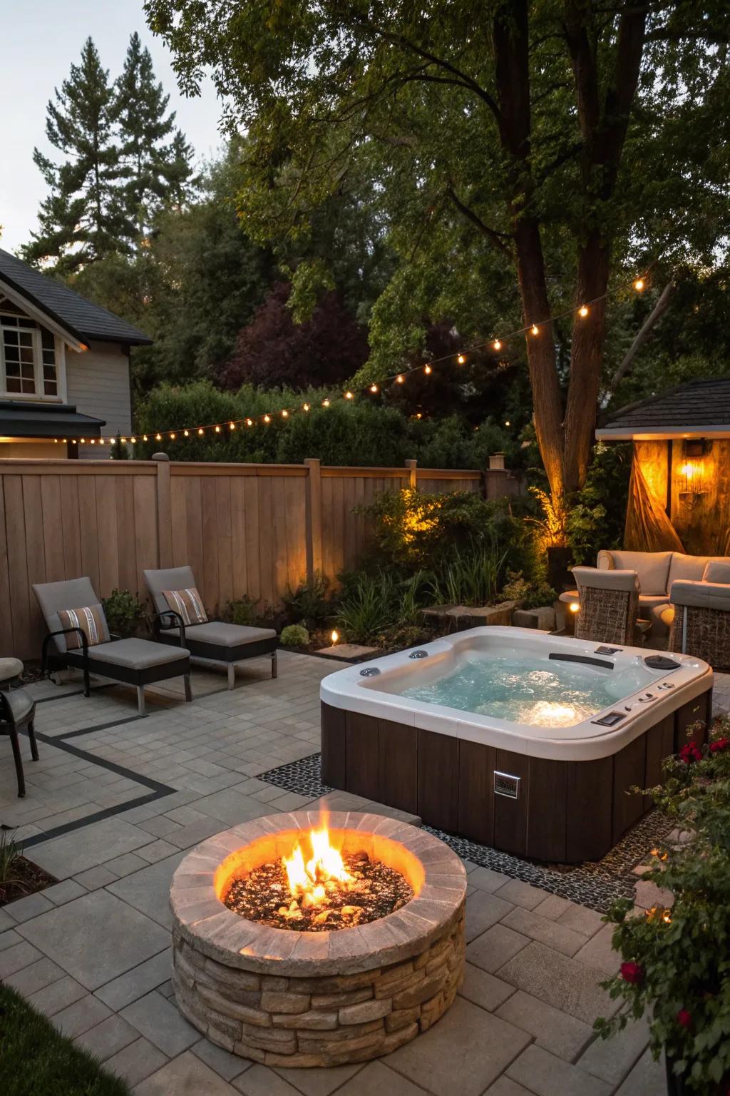 A fire pit adds warmth and ambiance to your spa evenings.