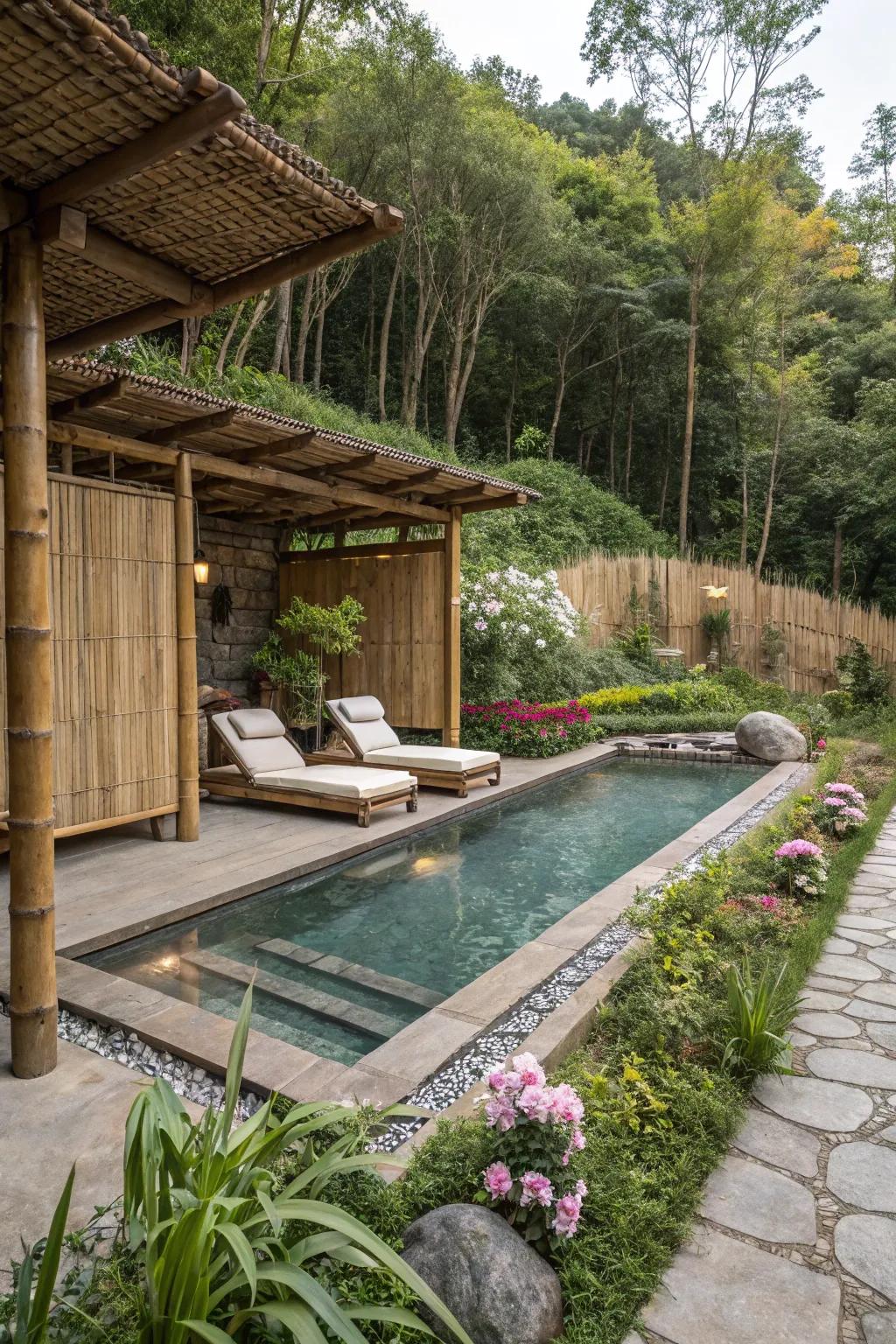 Eco-friendly materials create a sustainable spa environment.