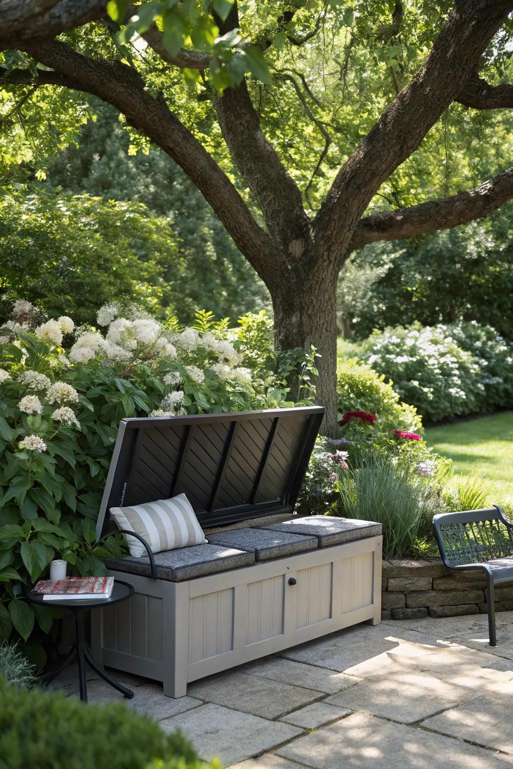Multi-functional elements maximize garden space.