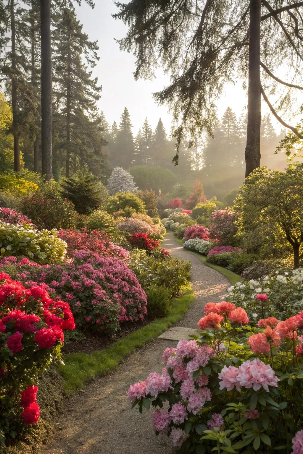 Seasonal blooms provide year-round color.