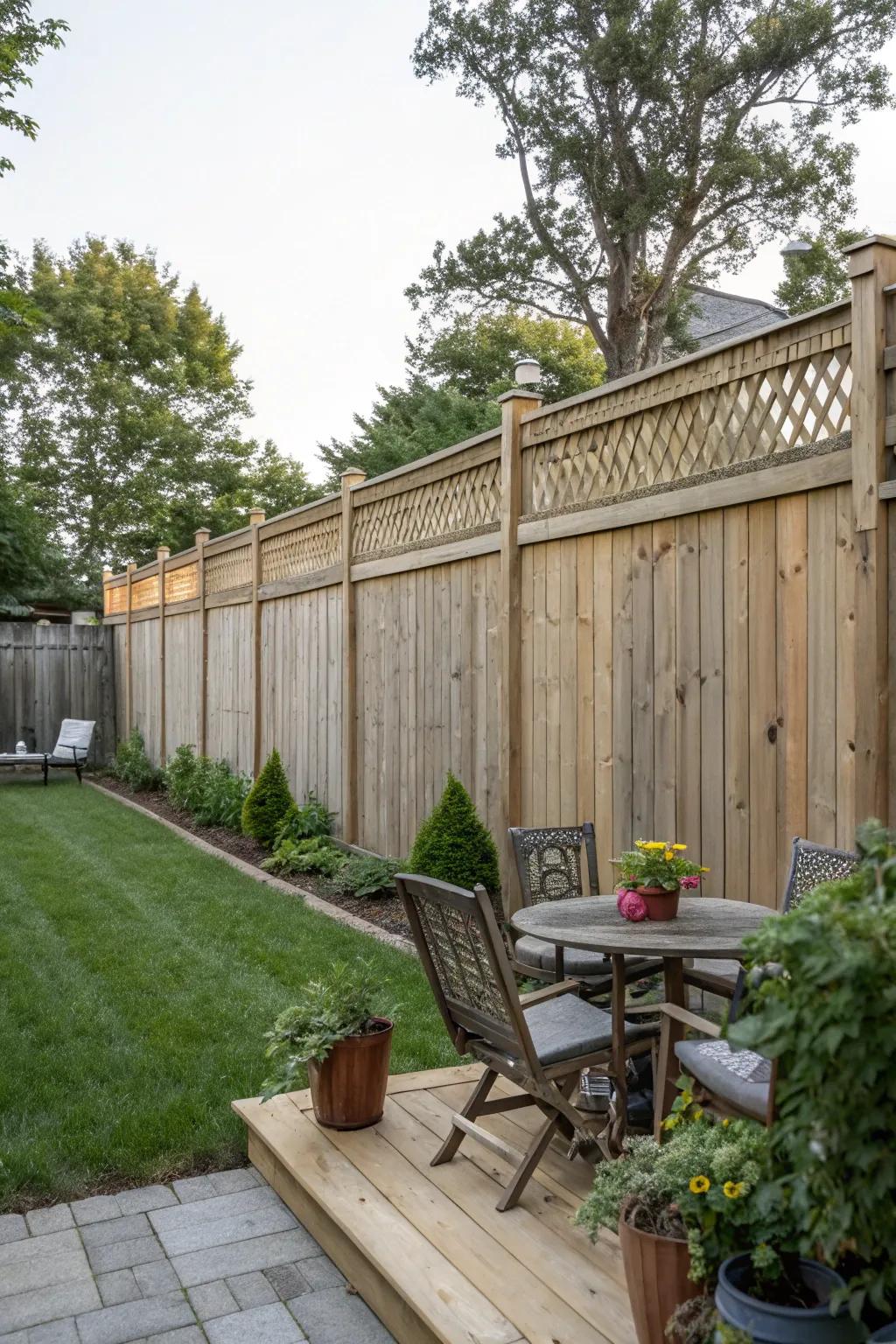 Solid panels offer privacy and style.