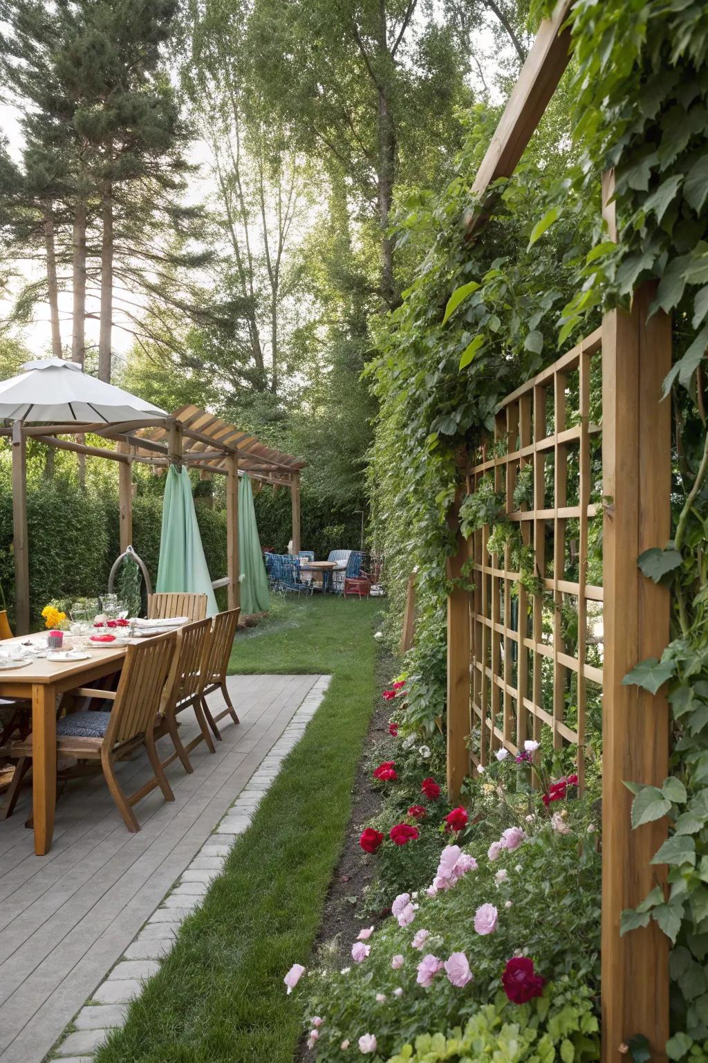 Organize and privatize with a garden divider trellis.