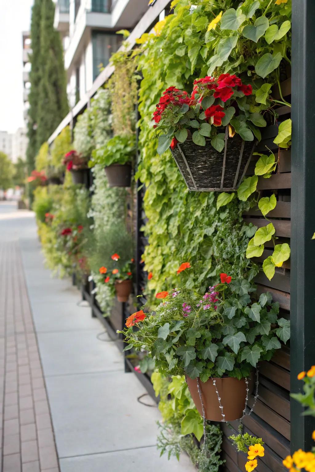 A vibrant living wall trellis for ultimate privacy and beauty.