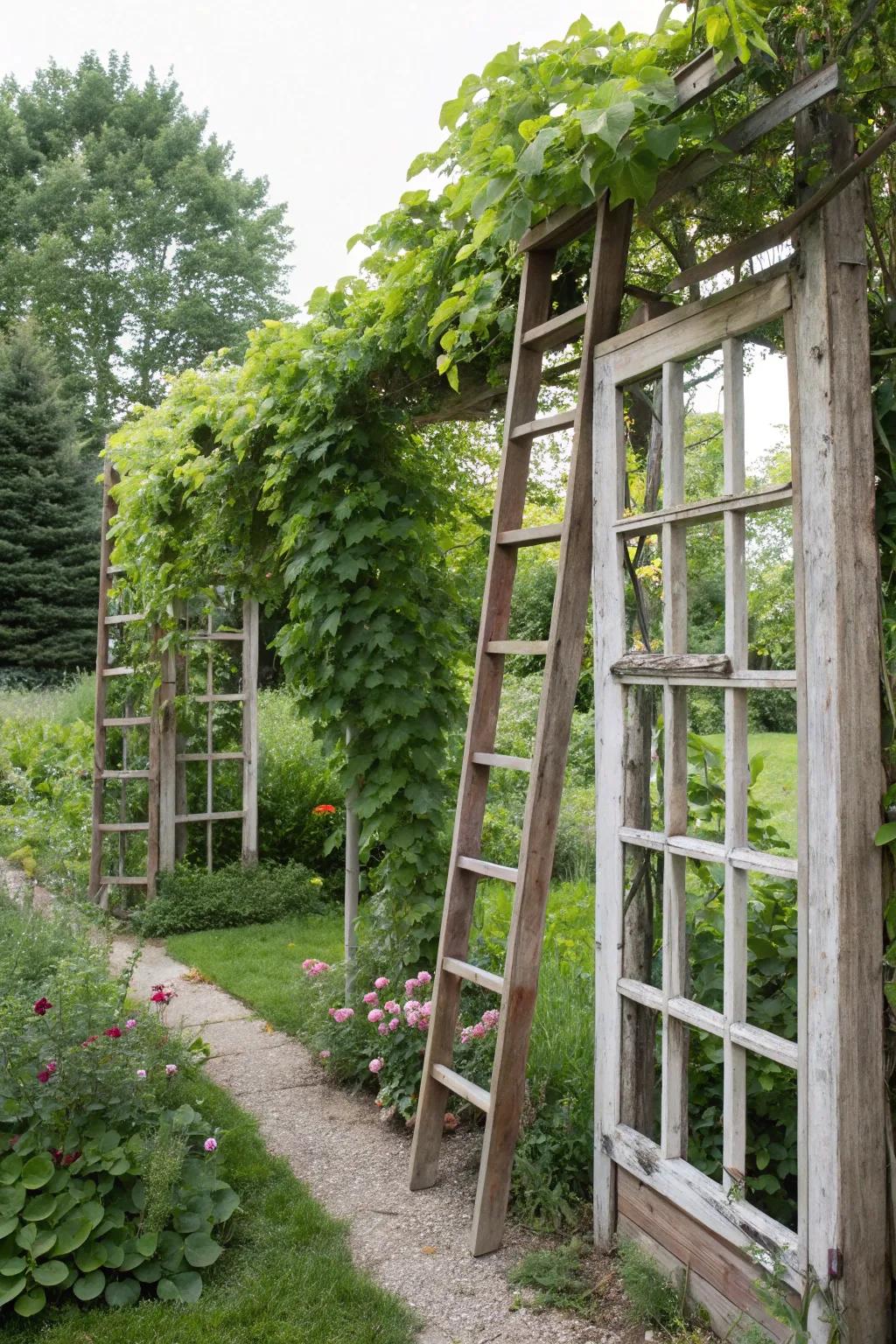 Eco-friendly and unique with a recycled trellis.