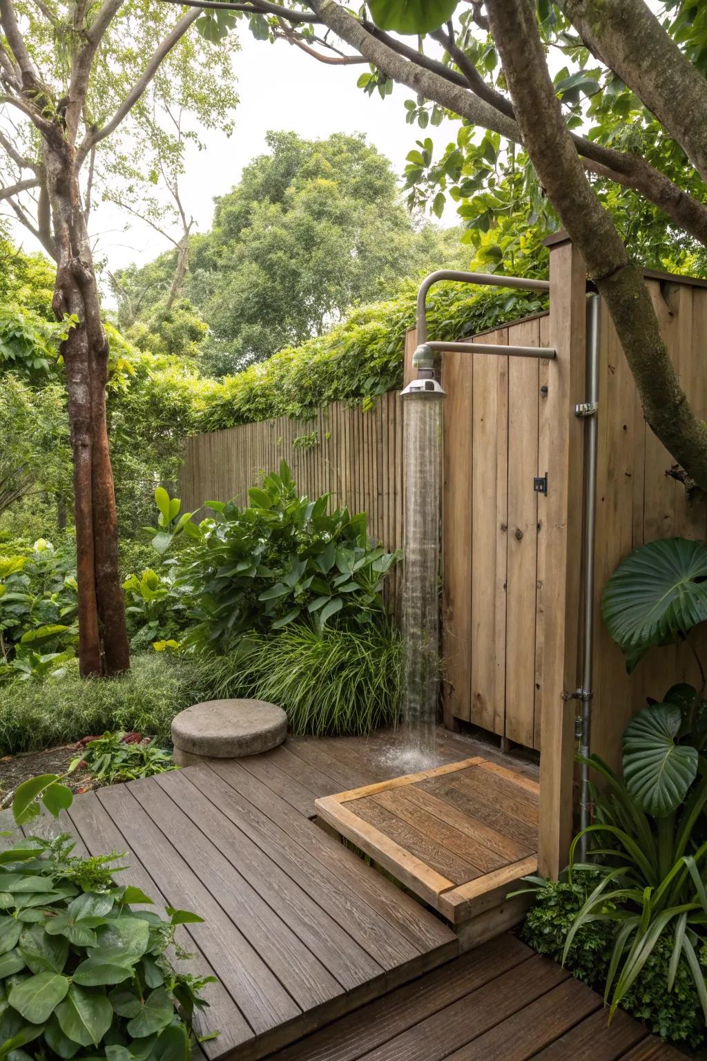 Wood decking providing warmth and comfort.