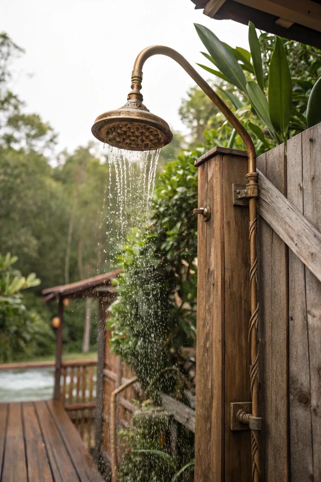 A vintage showerhead for timeless elegance.