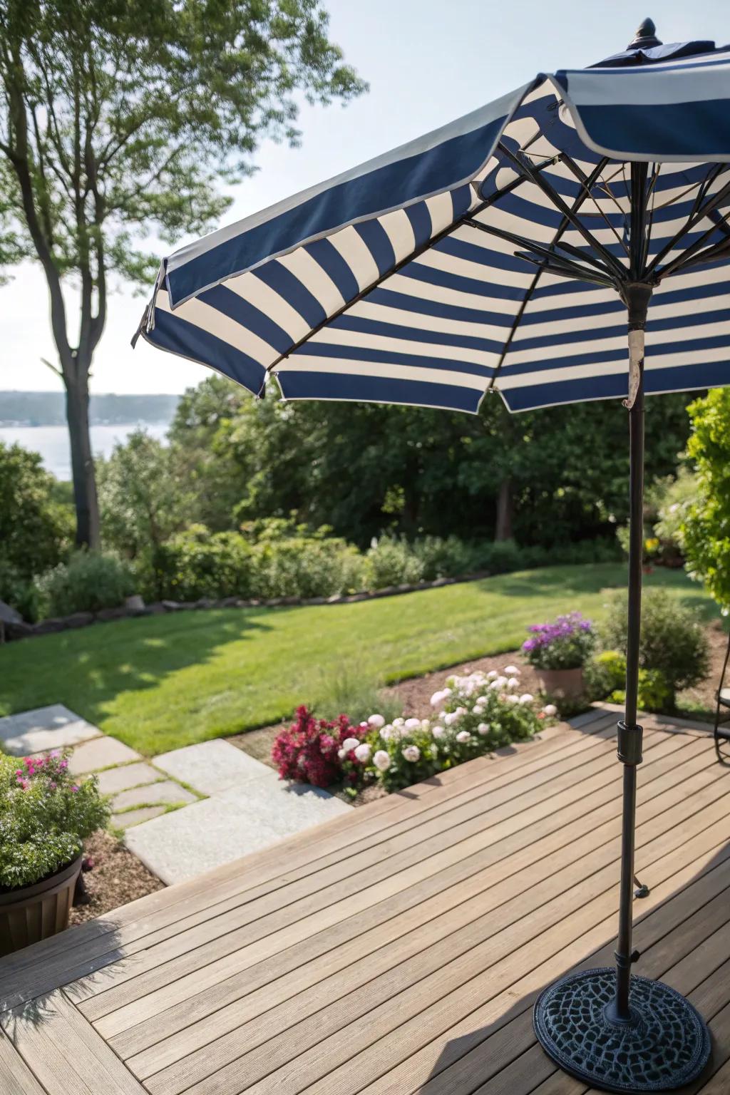 Embrace nautical vibes with navy and white stripes.