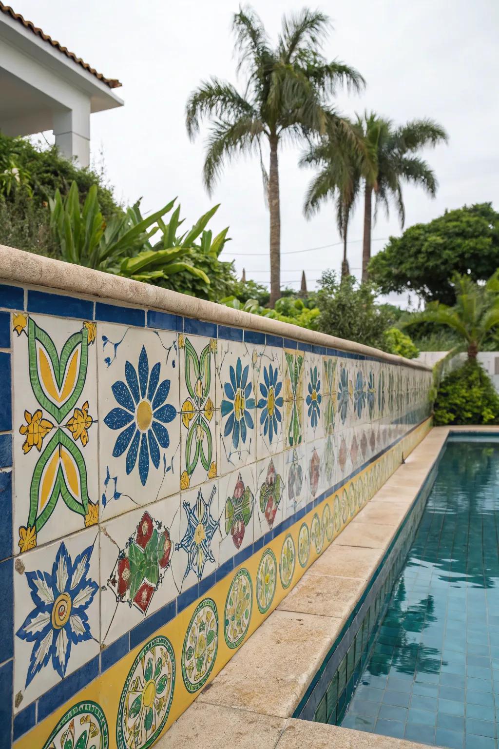 Decorative tiles add playful patterns and colors.
