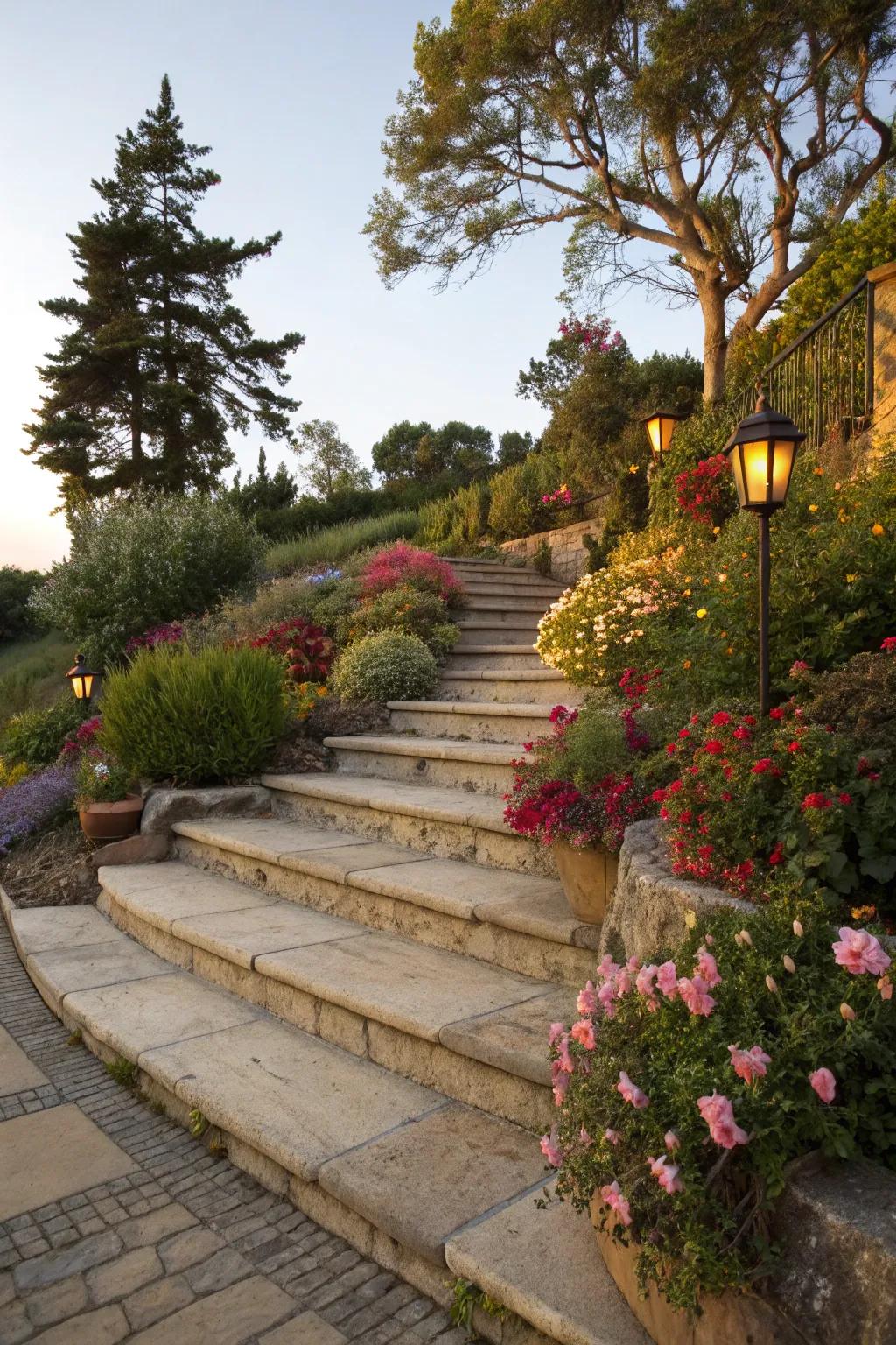 Functional steps that double as garden art.
