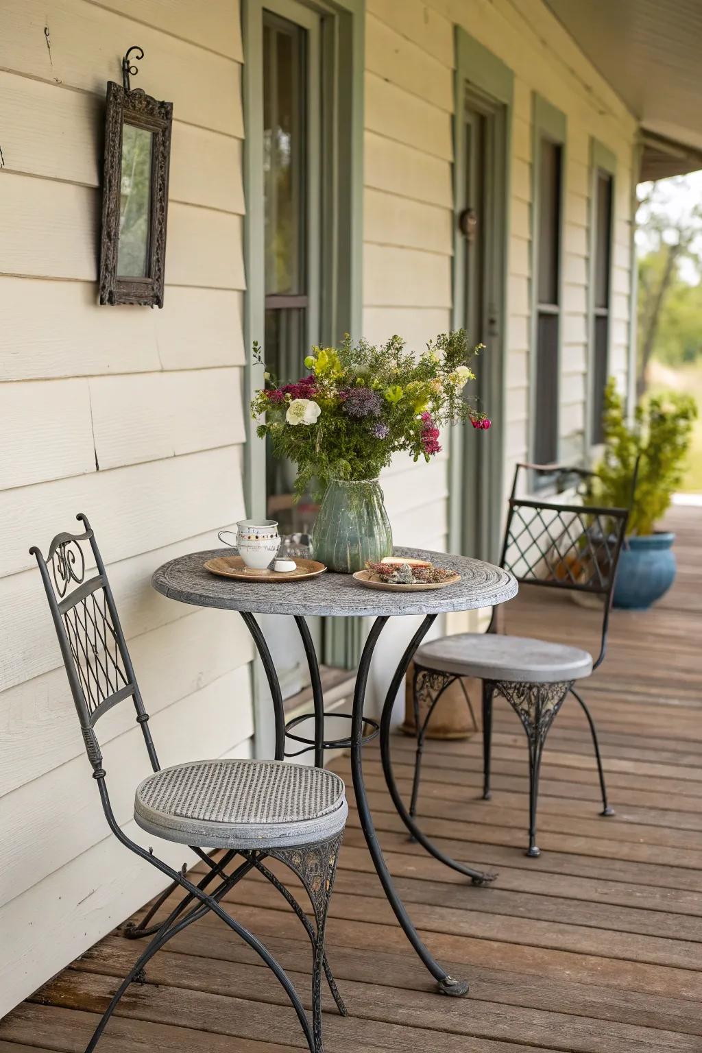 Enjoy a touch of Paris with a vintage bistro set.