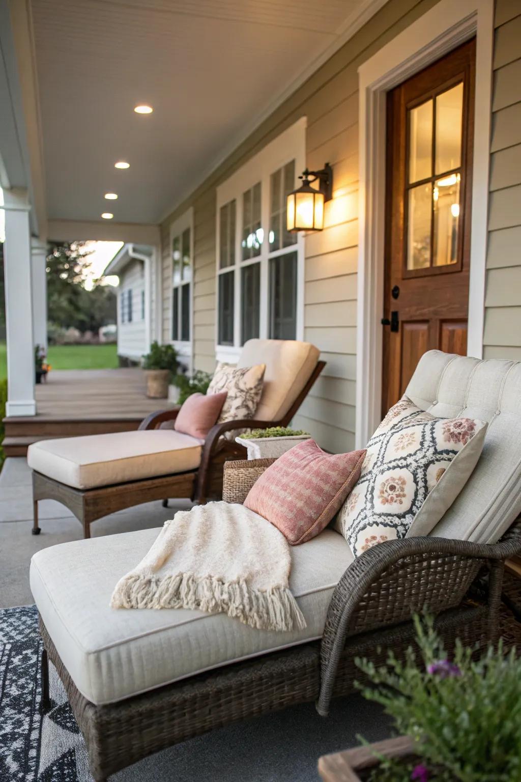 Sink into comfort with cushioned lounge chairs.