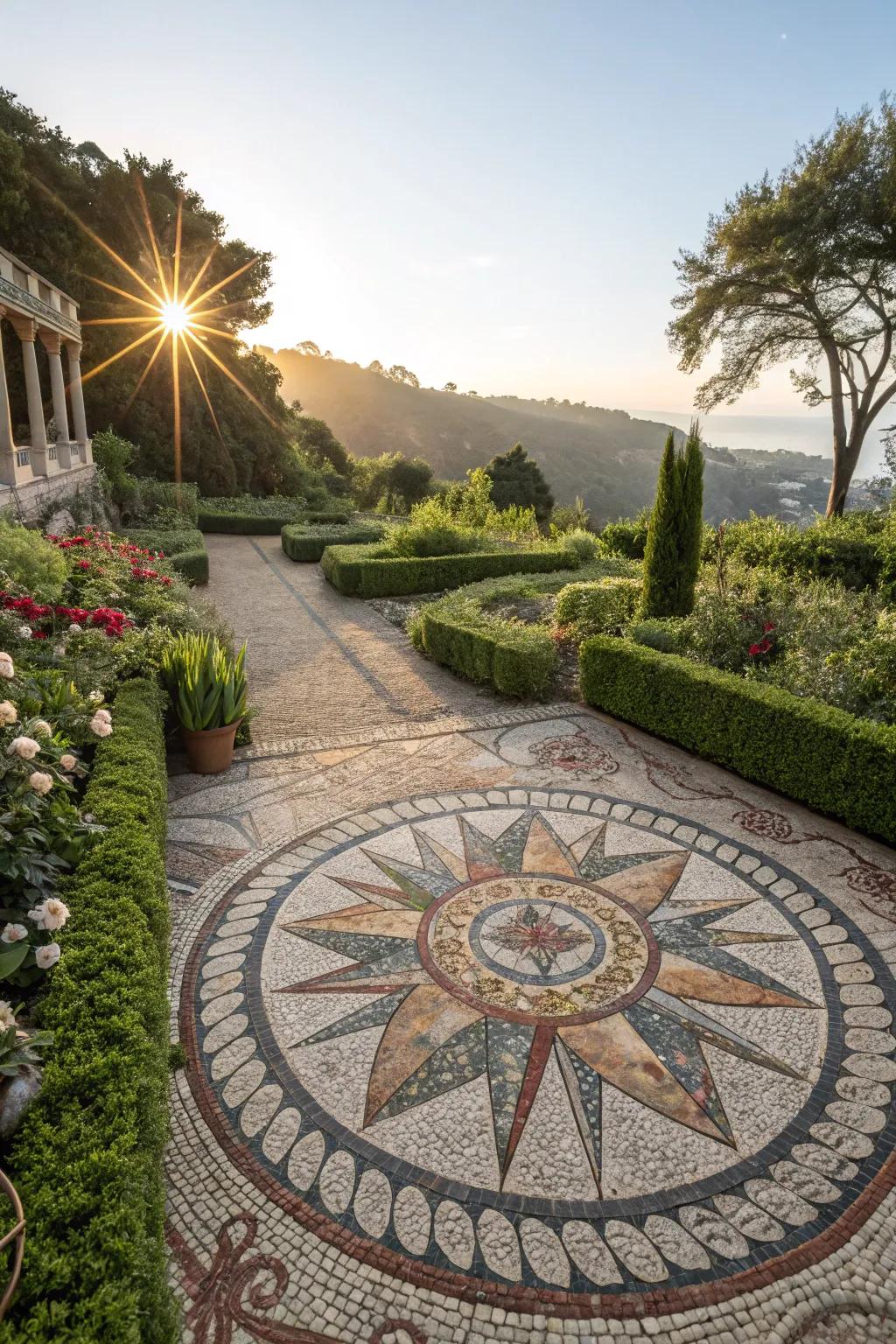 Pebble mosaics add artistic and unique elements to gardens.