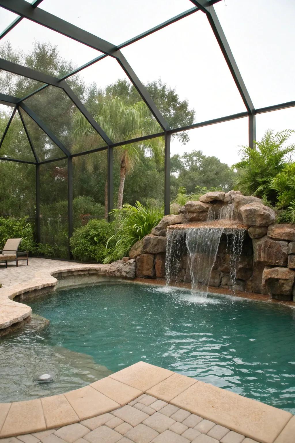 Enhance your pool with elegant water features.