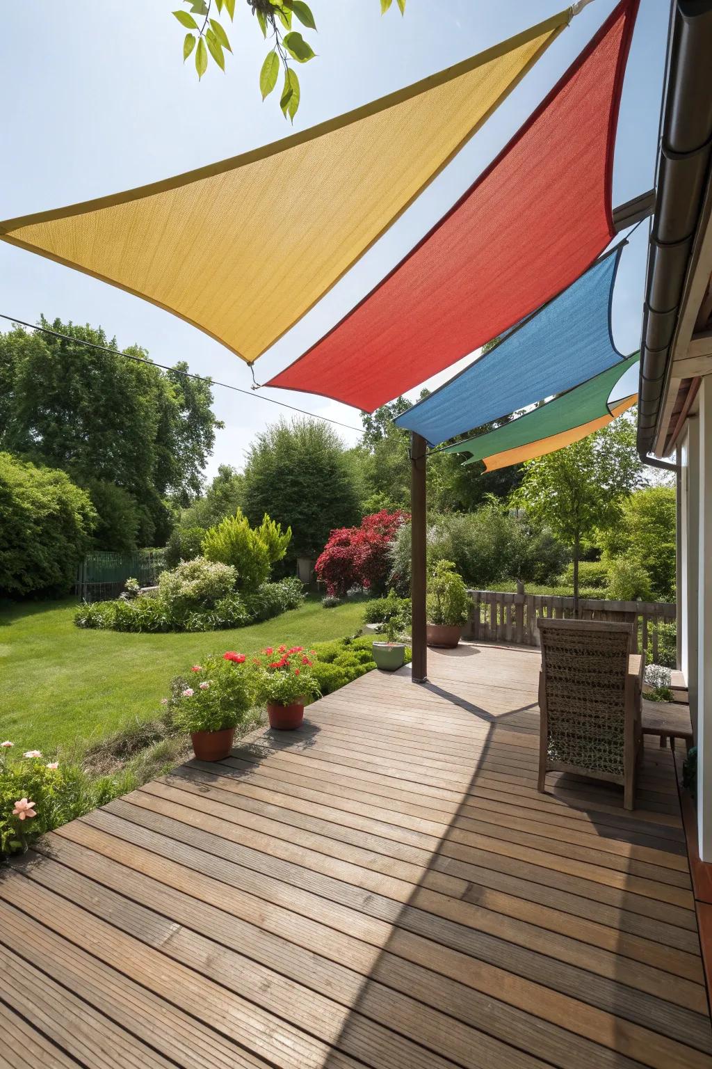 Shade sails offer a modern, stylish way to cover your deck.