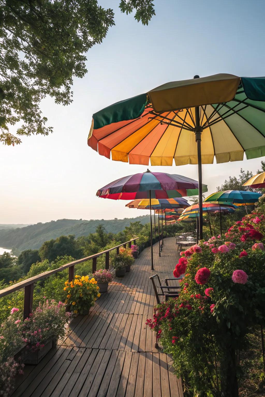 Outdoor umbrellas offer easy and stylish shade solutions.