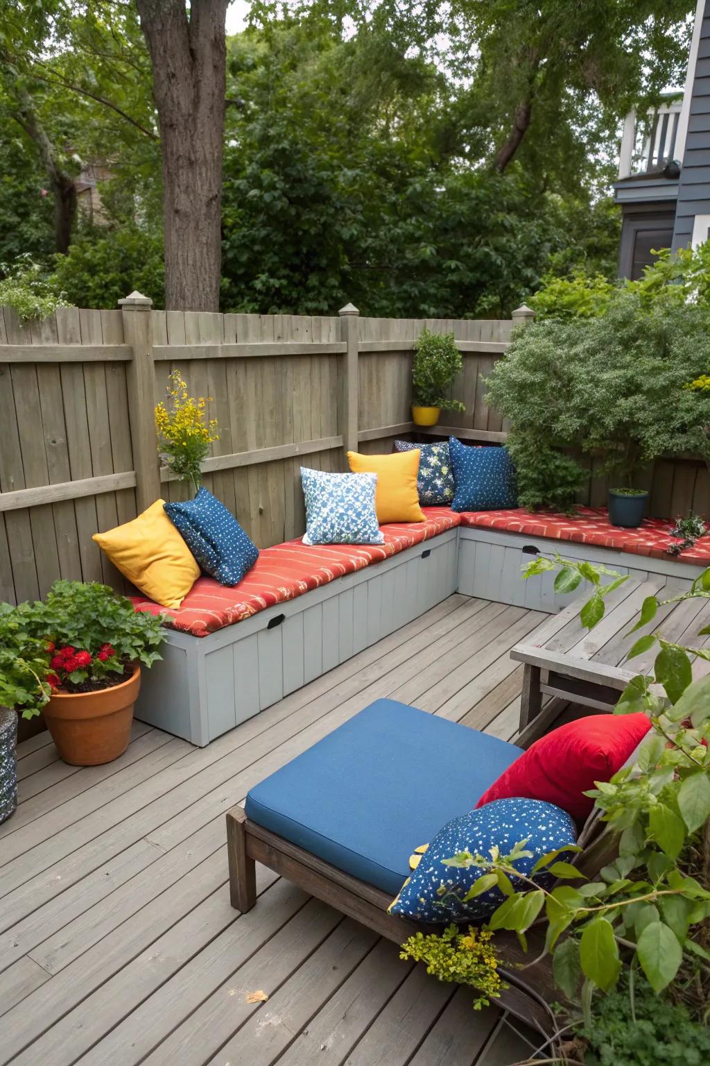 Built-in bench seating maximizes space and comfort.