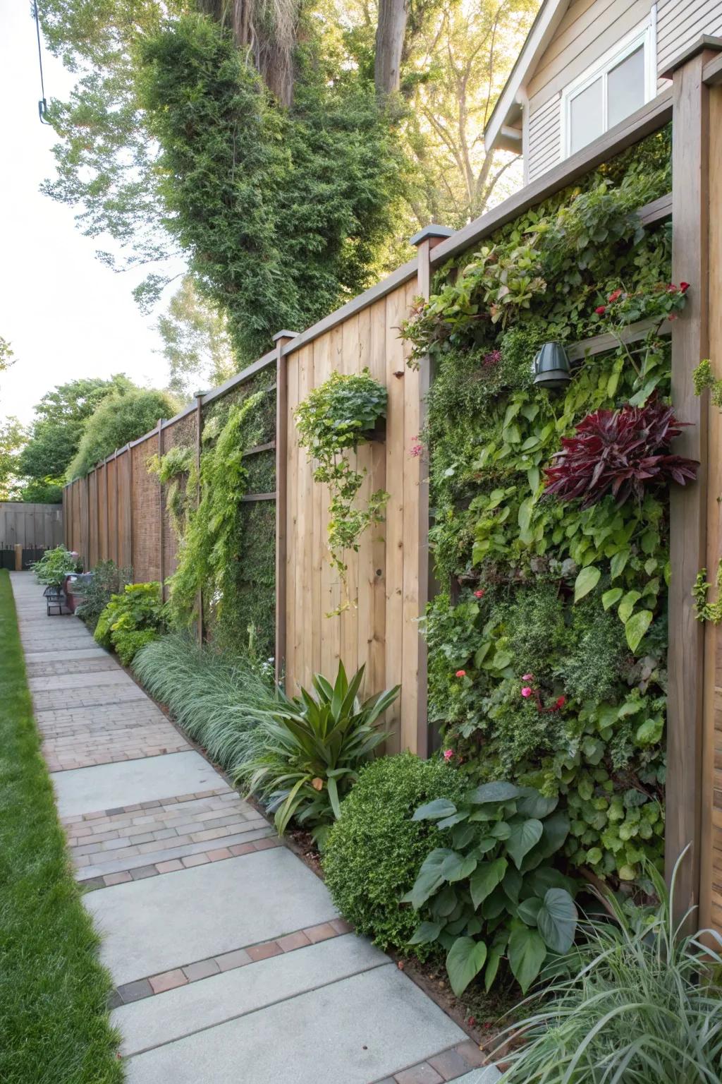 A vertical garden adds life and privacy to your fence.