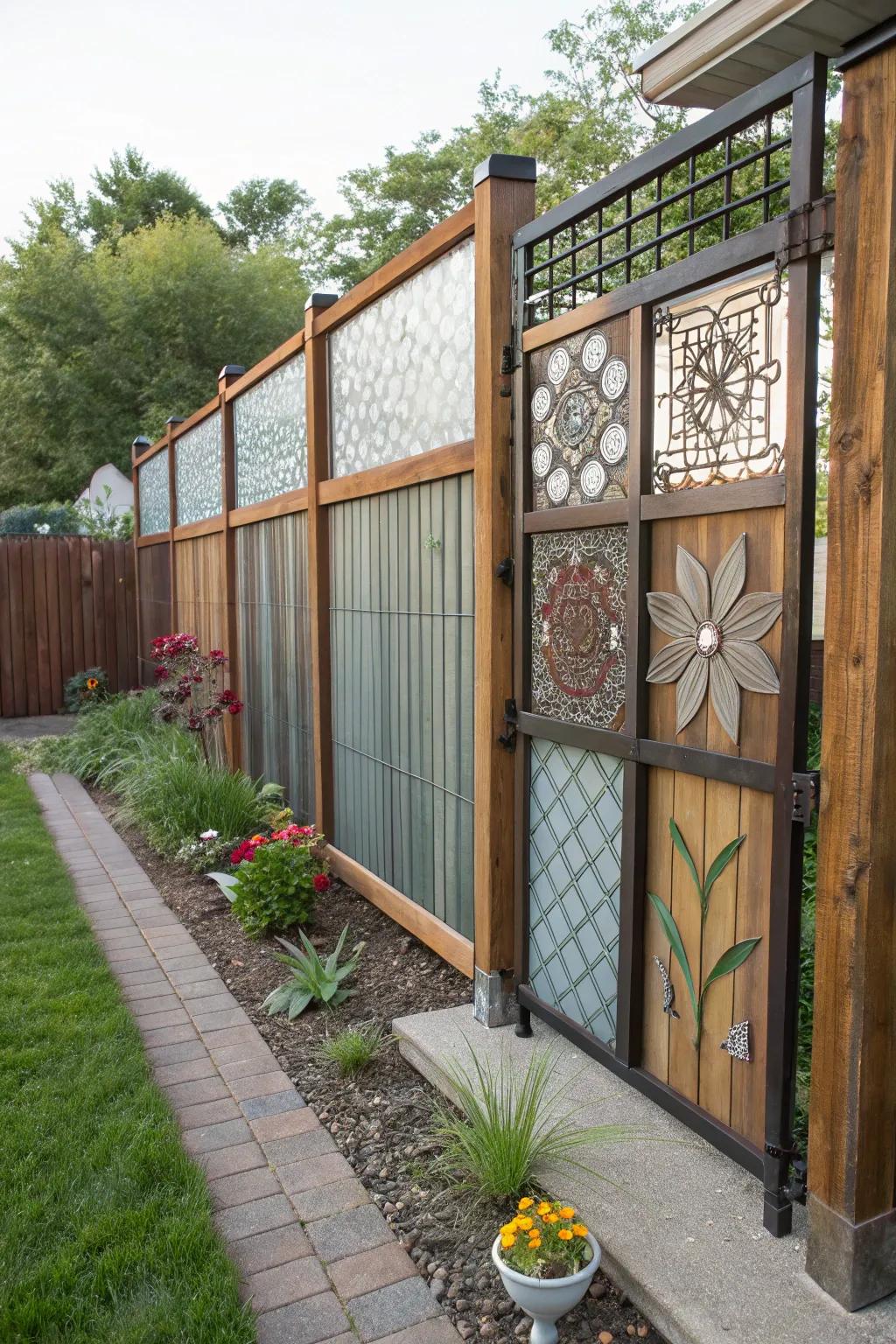 Mixed-media fences are an artistic expression of style.