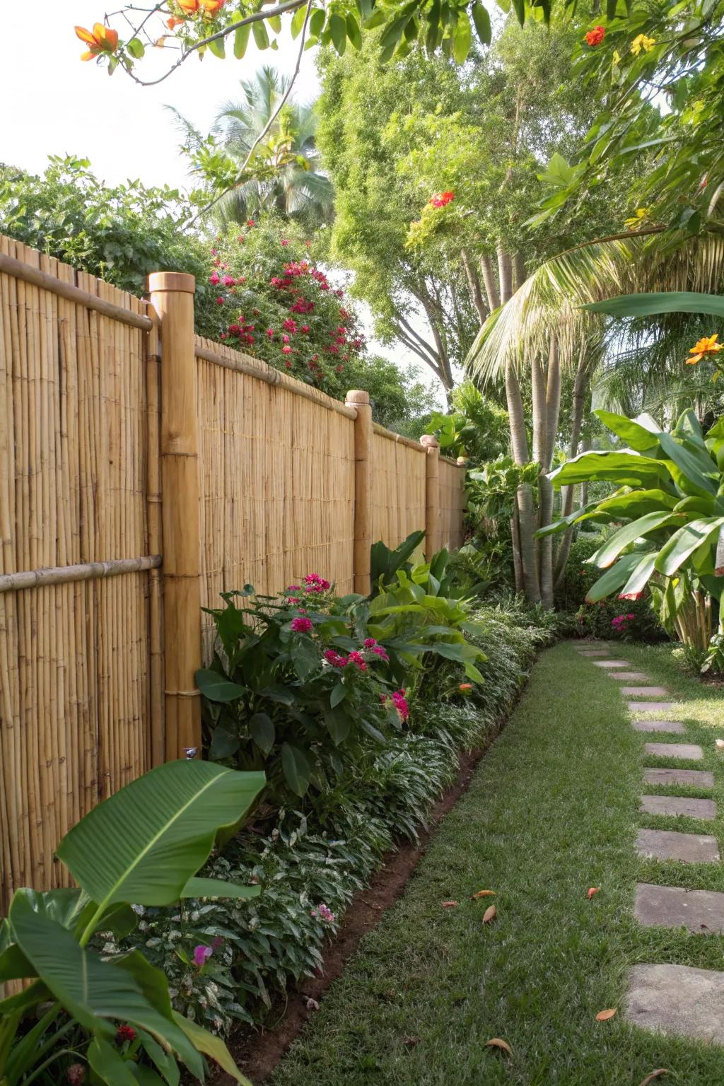 Bamboo fences bring a tropical vibe to your backyard.