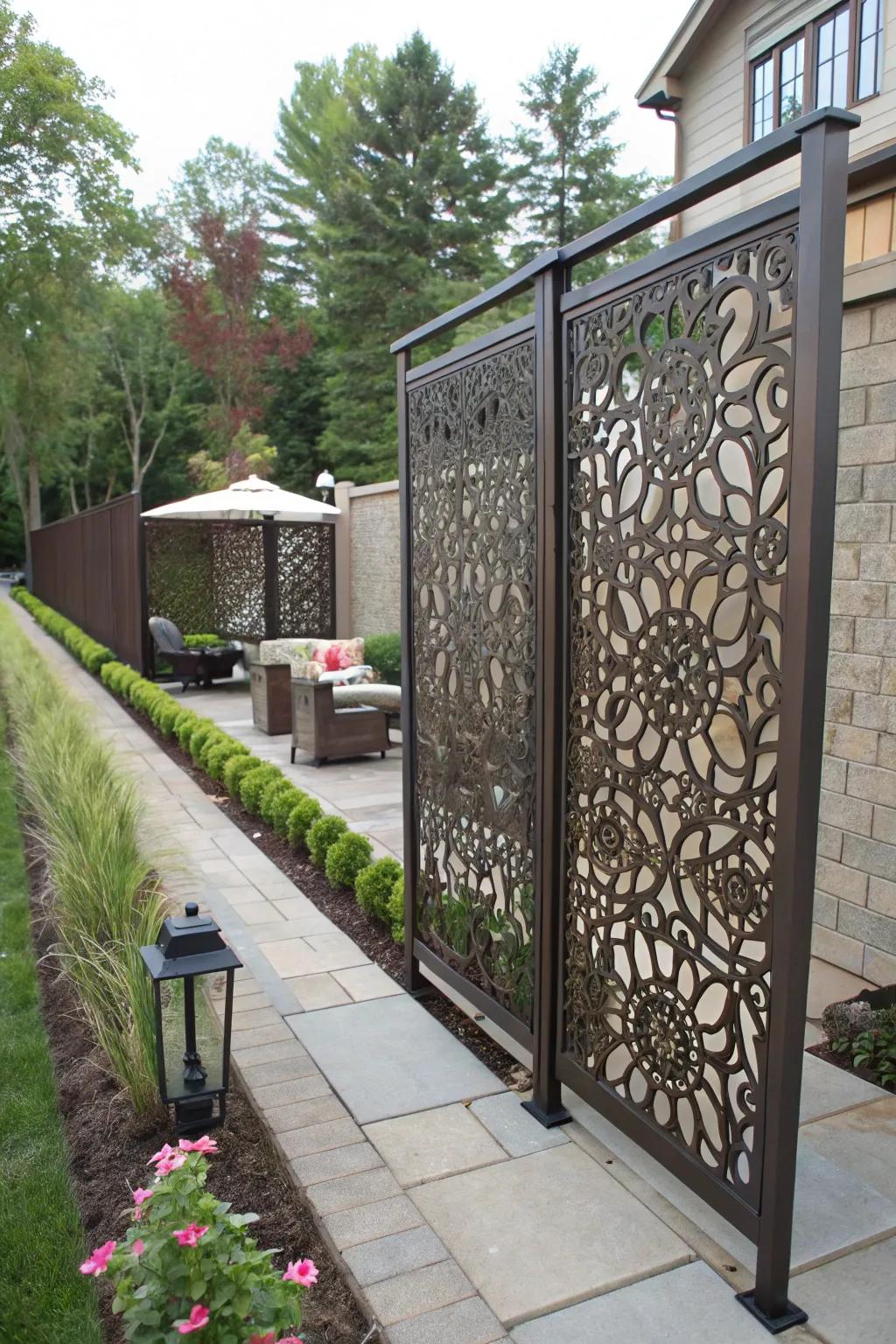 Laser-cut screens bring artistic elegance to fencing.