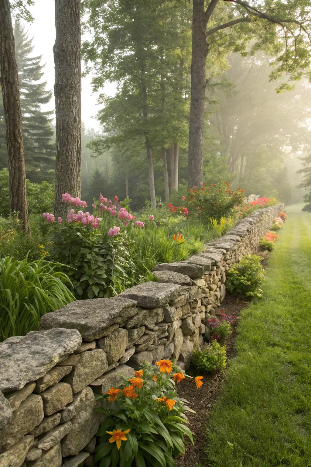 Natural stone fences blend luxury with nature.