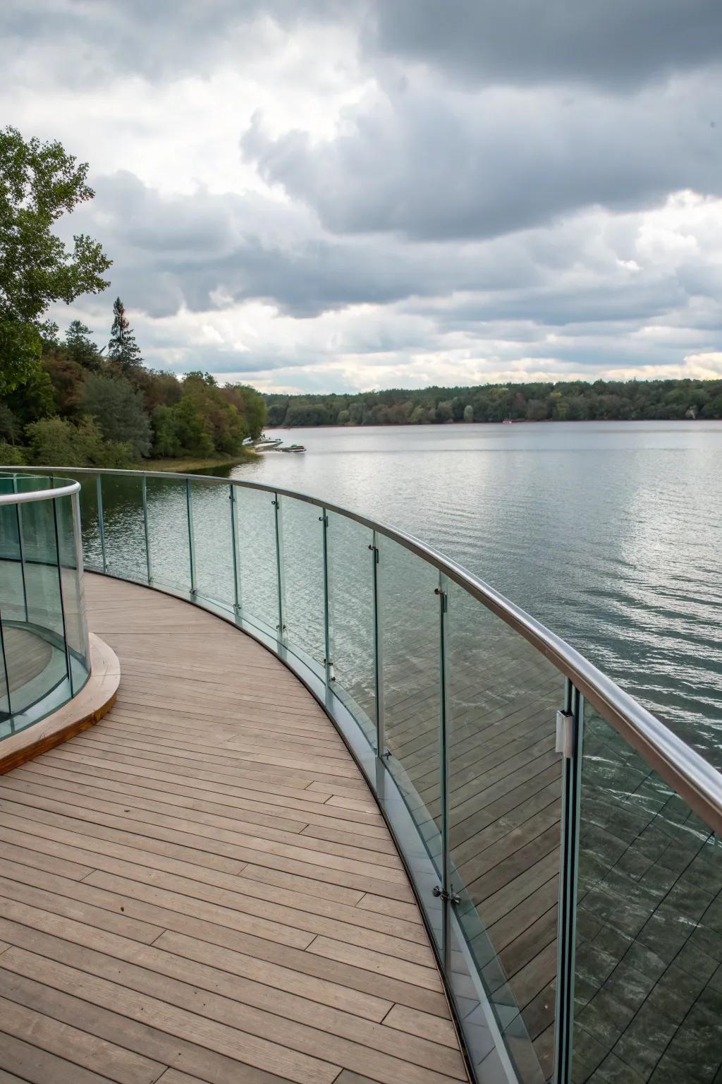 Glass railings offer a clear view, perfect for decks with stunning vistas.
