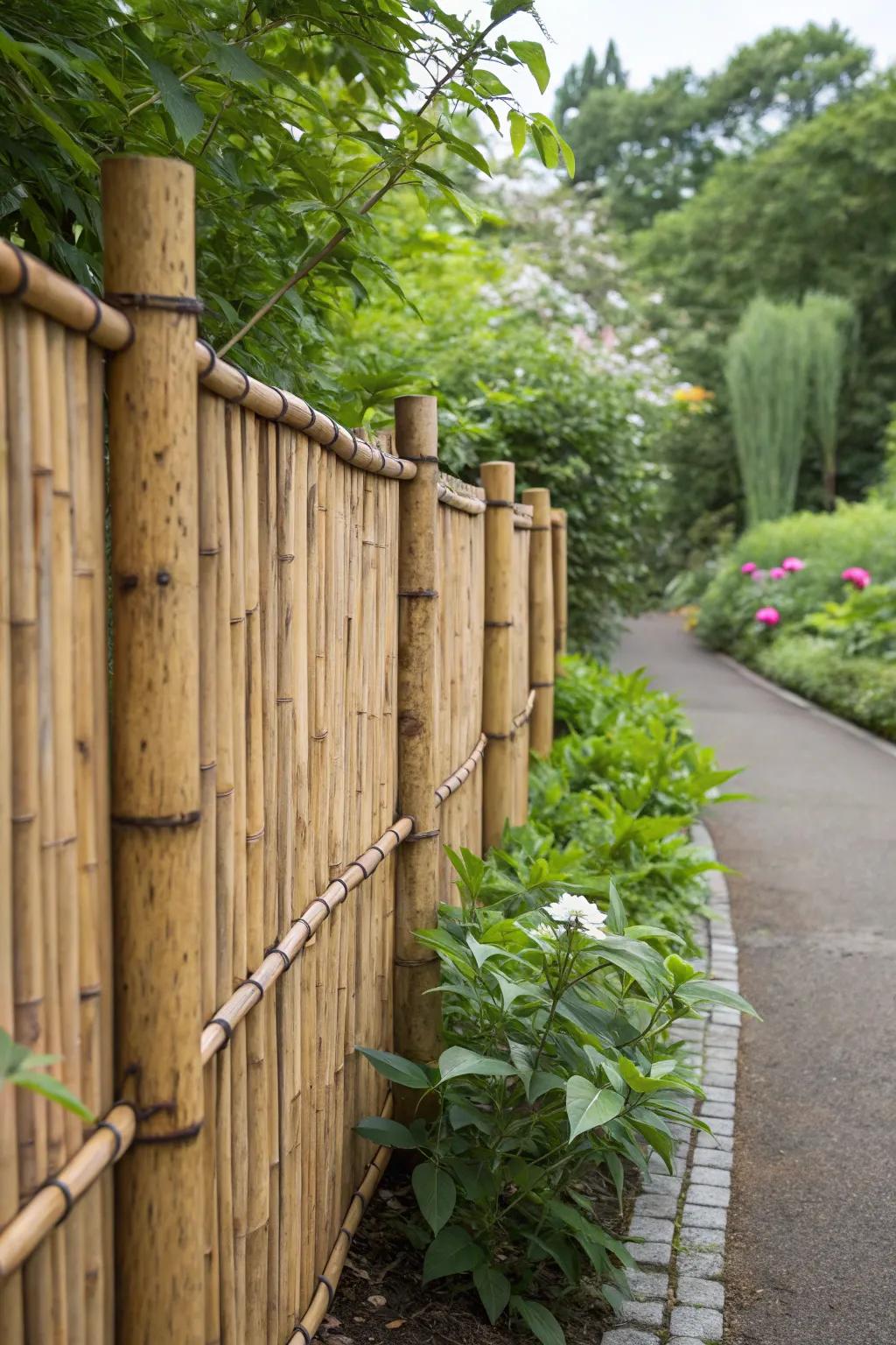 Add texture and tranquility with bamboo fencing.