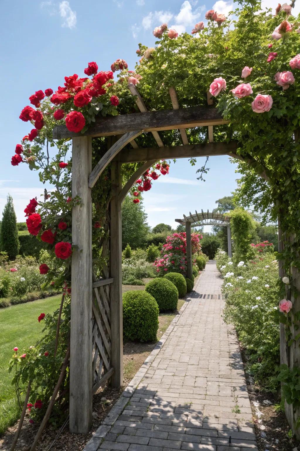 Create a grand entrance with archways and gates.