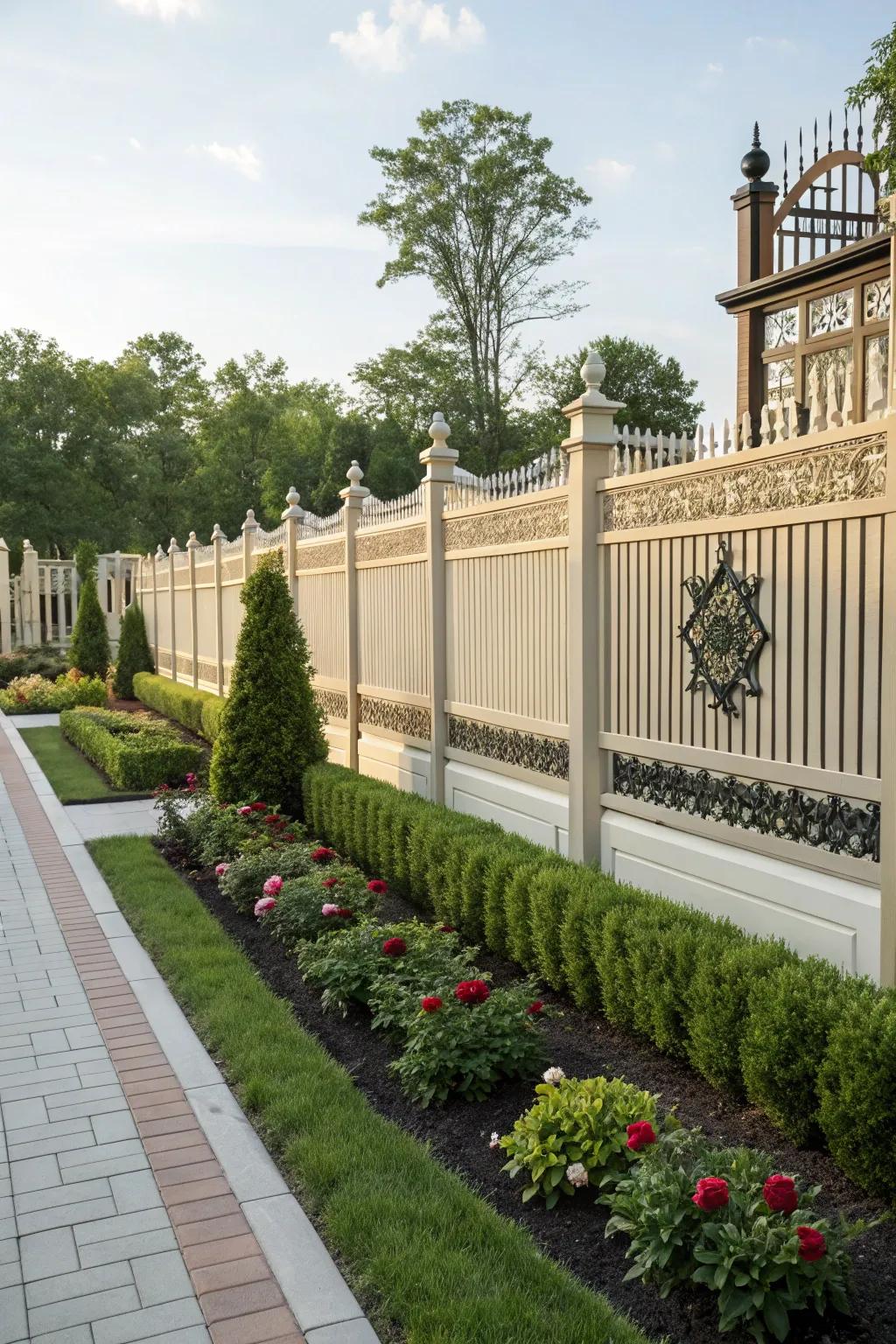 Modern picket fence design with varying heights for a contemporary look.