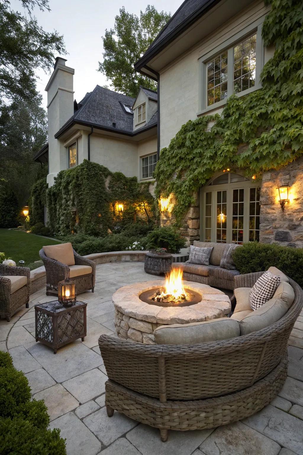 Warm up your evenings with a cozy fire pit setting.