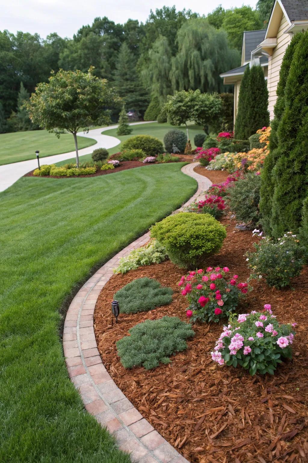 Cedar mulch provides stunning contrast and texture in your garden.