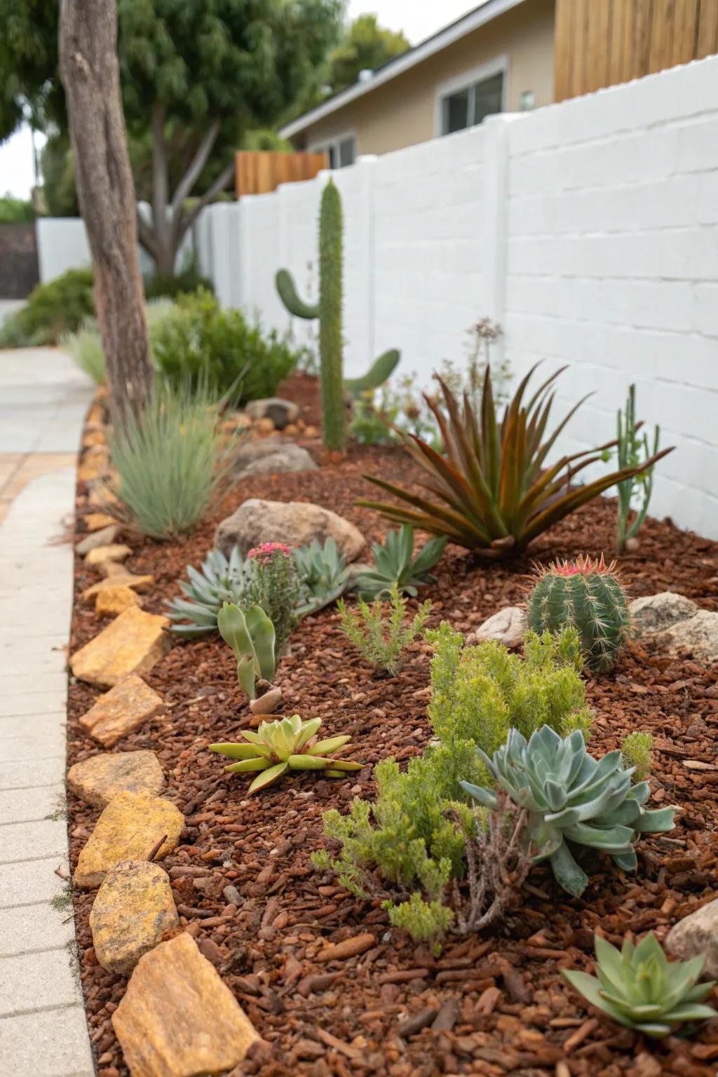 Cedar mulch is ideal for low-maintenance garden designs.